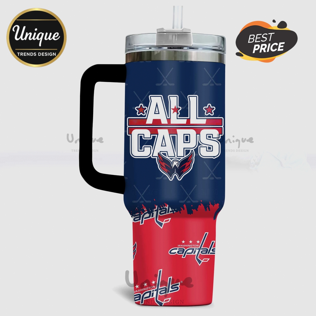 Washington Capitals NHL All Caps Personalized 40oz Tumbler Washington Capitals NHL All Caps Personalized 40oz Tumbler