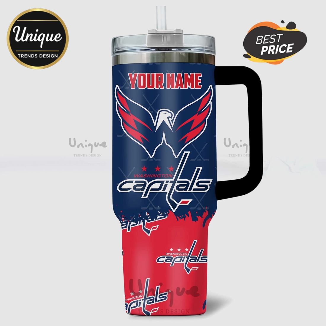 Washington Capitals NHL All Caps Personalized 40oz Tumbler Washington Capitals NHL All Caps Personalized 40oz Tumbler