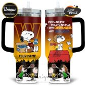 Tumbler featuring Snoopy with Washington Commanders and Bud Light themes, plus customizable name option.!