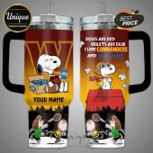 Tumbler featuring Snoopy, Woodstock, Commanders logo, Bud Light, and custom name option.!