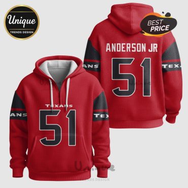 Will Anderson Jr.  51 Houston Texans NFL Player Waffle Quarter Zip Hoodie