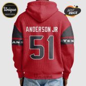 Red hoodie with 'ANDERSON JR' above the number '51'. Shoulder design reads 'ANS' and 'TEX'.!