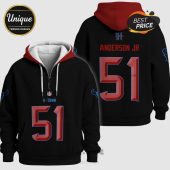 Black hoodie with red accents, featuring the name ANDERSON JR and the number 51, NFL logo, and H-Town text.!