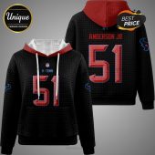 Black hoodie with red hood featuring 'Anderson Jr' and the number '51' on the back; NFL 'H-Town' logo and number '51' on the front.!