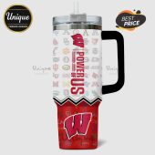 Tumbler with Wisconsin Badgers and other college logos, plus 'Power of Us' text.!