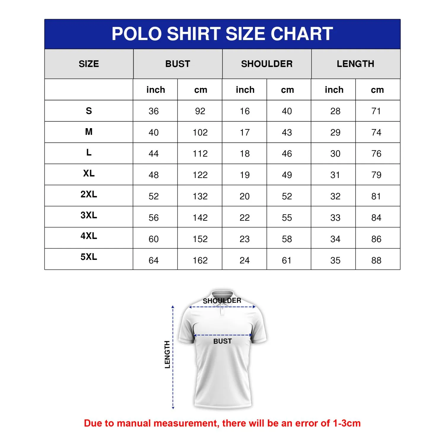 Audi Luxury Edition Polo Shirt hoodie size chart