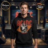Black hoodie featuring AC DC band graphic and 'TOUR 2026 PWR UP TOUR' text!