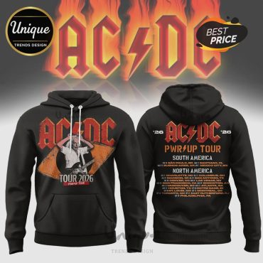 AC DC PWR UP Tour 2026 – Vintage Rock Band Graphic – Black Hoodie