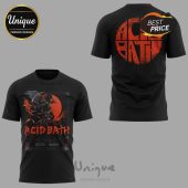 Black t-shirt featuring an Acid Bath grim reaper graphic and text, plus a back print with the band name inside a circle.!