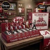 Alabama Crimson Tide collector's set! Features Tua, Derrick Henry, and Nick Saban figures. 'Thank You for the Memories' text!