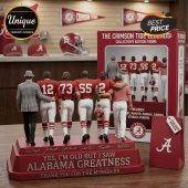 Crimson Tide Legends statue! Red, white, black. Text: YES, I'M OLD BUT I SAW ALABAMA GREATNESS! THANK YOU FOR THE MEMORIES!
