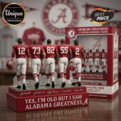 Crimson Alabama football diorama with 5 legend figures (12, 73, 82, 55, 2)! Base: 