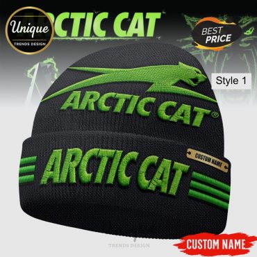 Arctic Cat Embroidered Beanie Hat, Personalized Custom Name