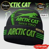 Black beanie with green 'Arctic Cat' text, logo. 'Since 1960'. Custom name tag. Style 3!
