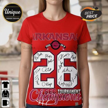 Arkansas Razorbacks SEC Champions 2026 Signed Basketball T-Shirt