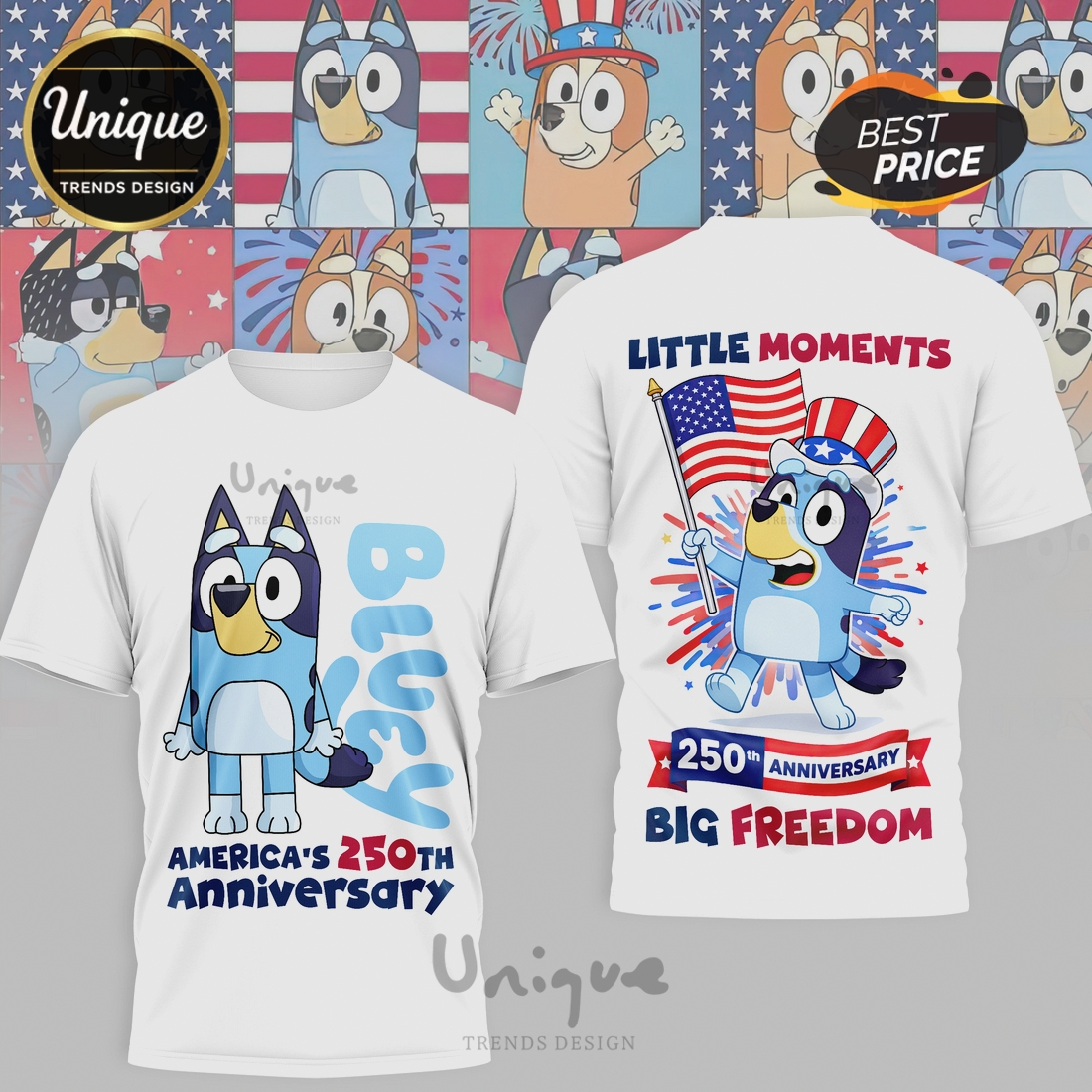 Bluey 250th Anniversary America’s Freedom Graphic Premium 3D T-Shirt Bluey 250th Anniversary America’s Freedom Graphic Premium 3D T-Shirt