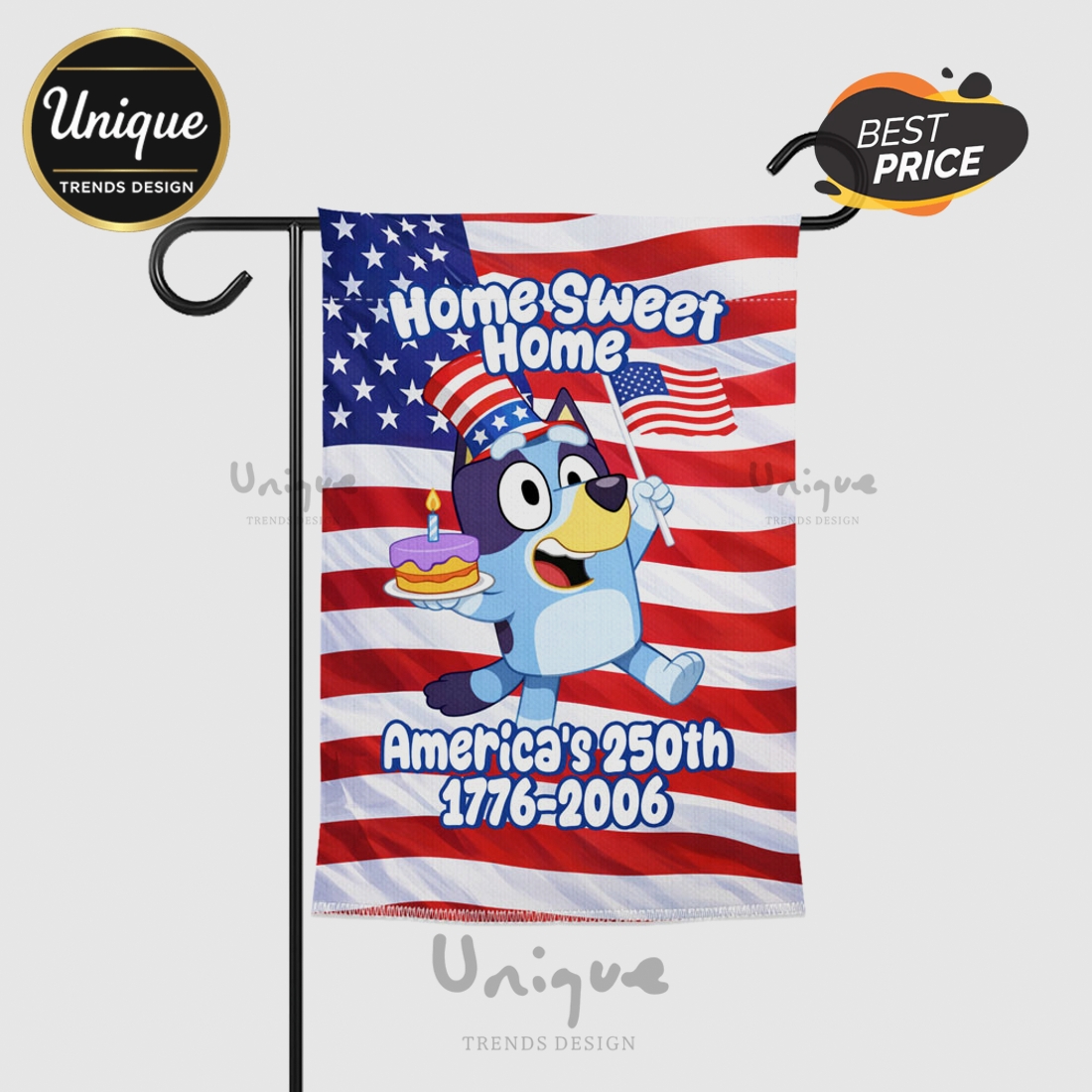 Bluey America 250th Anniversary Home Sweet Home Garden Flag Bluey America 250th Anniversary Home Sweet Home Garden Flag