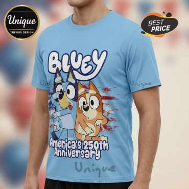 Bluey America 250th Anniversary Premium 3D Graphic Print T-Shirt