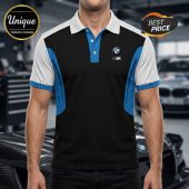 BMW polo shirt! Black, white, and blue design. Features the BMW logo! Best Price!