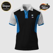 Black BMW polo shirt! White collar! Blue accents! Motorsport style!
