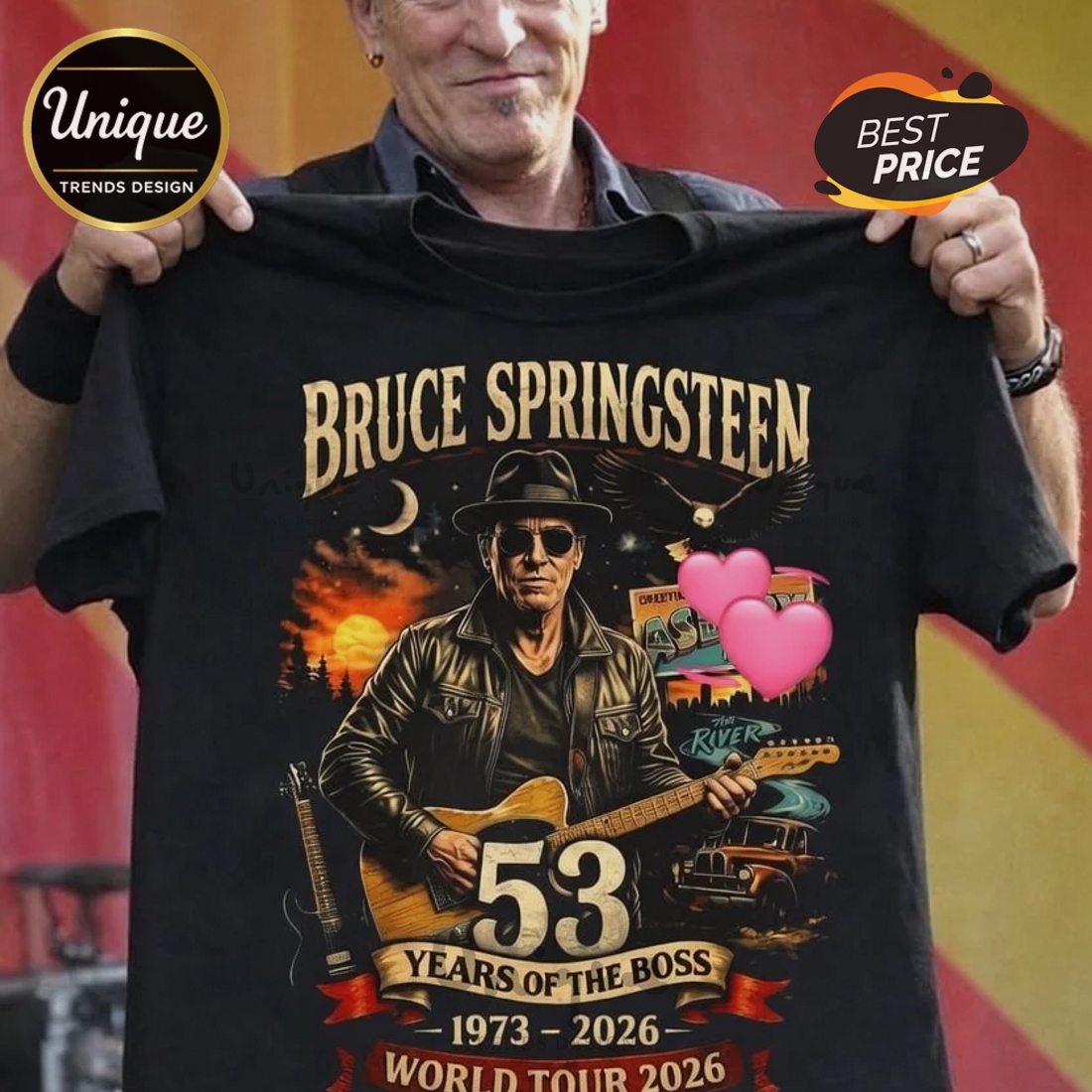 Bruce Springsteen 53 Years Of The Boss World Tour 2026 Graphic T-Shirt Bruce Springsteen 53 Years Of The Boss World Tour 2026 Graphic T-Shirt