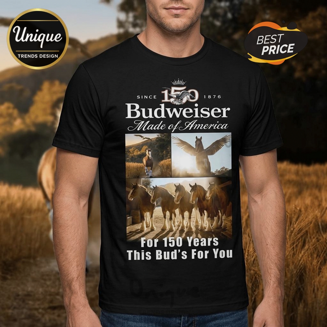 Budweiser 150 Years Anniversary Made Of America Graphic Premium Shirt Budweiser 150 Years Anniversary Made Of America Graphic Premium Shirt