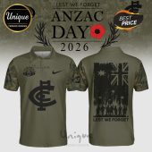 Anzac Day 2026 polo shirt with Australian flag, poppy, and army silhouettes.!
