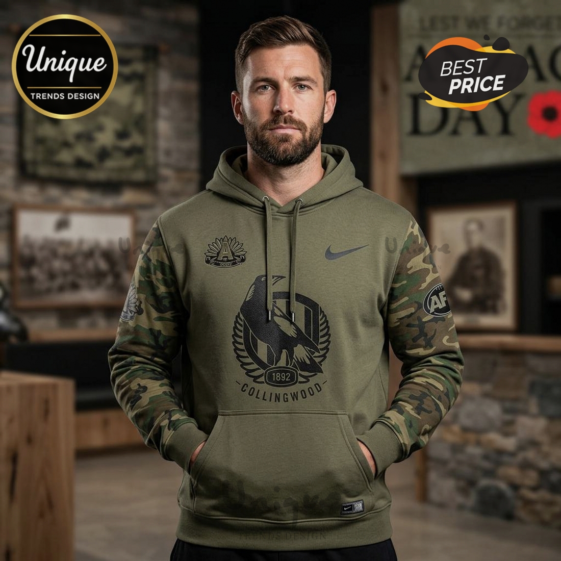 Collingwood Magpies ANZAC Day 2026 Limited Edition Hoodie Collingwood Magpies ANZAC Day 2026 Limited Edition Hoodie