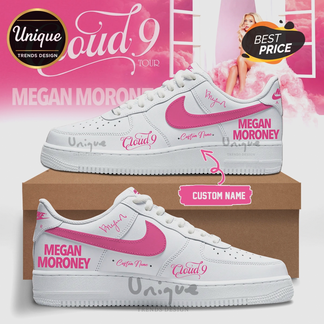 Custom Megan Moroney Cloud 9 Tour Air Force 1 Sneakers Custom Megan Moroney Cloud 9 Tour Air Force 1 Sneakers