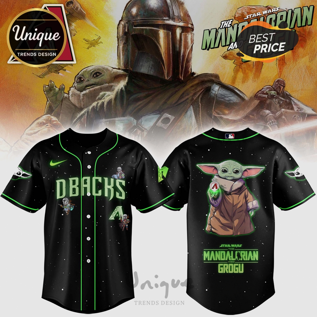 Diamondbacks Mandalorian Grogu Baseball Jersey Limited Edition Diamondbacks Mandalorian Grogu Baseball Jersey Limited Edition
