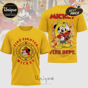 Disney Mickey Mouse Firefighter Premium Graphic Design Novelty T-Shirt