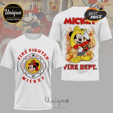 Disney Mickey Mouse Firefighter Premium Graphic Design Novelty T-Shirt