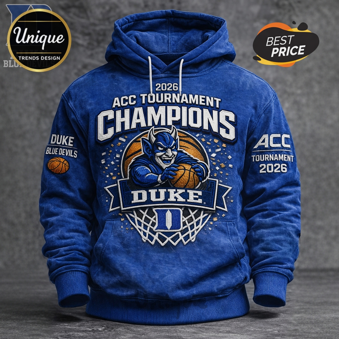 Duke Blue Devils 2026 ACC Champions Premium Graphic Hoodie Duke Blue Devils 2026 ACC Champions Premium Graphic Hoodie