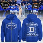 Royal blue Duke Blue Devils hoodie. Text: Champions, ACC Tournament, Duke Blue Devils, 1960-2026.!