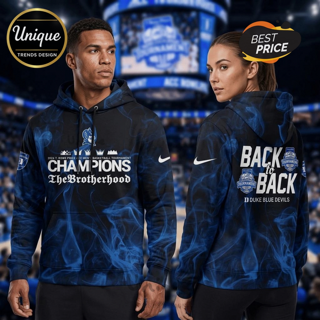 Duke Blue Devils Back to Back Champions Graphic Hoodie Duke Blue Devils Back to Back Champions Graphic Hoodie