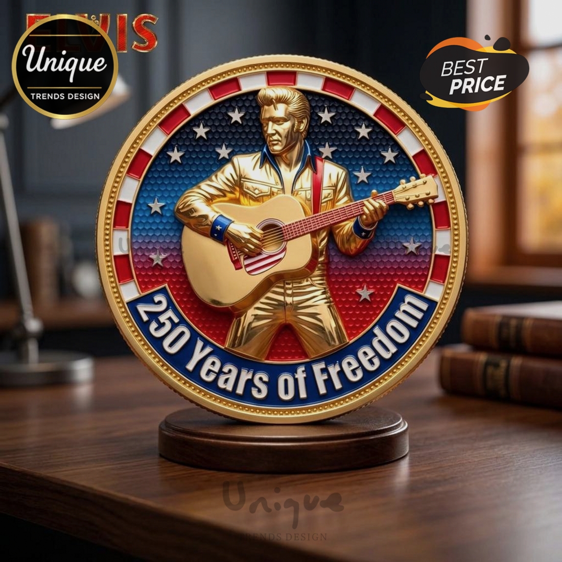 Elvis 250 Years of Freedom Commemorative Gold Plated Coin Elvis 250 Years of Freedom Commemorative Gold Plated Coin
