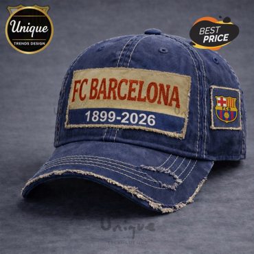 FC Barcelona 1899-2026 Distressed Denim Baseball Cap