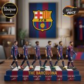 FC Barcelona figurine! Abbey Road style, blue/red stripes, featuring Lewandowski, Raphinha, Yamal, Suarez, Neymar, Messi and autographs!