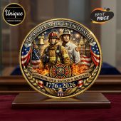 Firefighter commemorative coin! 250th Anniversary, United States, Honoring Our Nation's Bravest, 1776-2026, USA flag, gold.!