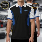 Ford logo polo shirt featuring a blue and white design!