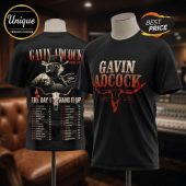 Black tee with Gavin Adcock tour dates, bull skull art, country music vibe!