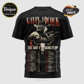 Black Gavin Adcock Tour 2026 Tee! Features city dates, cowboy graphic, & 'The Day I Hang It Up' text!