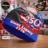 Godzilla 250 Giant Legacy 1776 beanie with red, white, and blue fireworks design.!