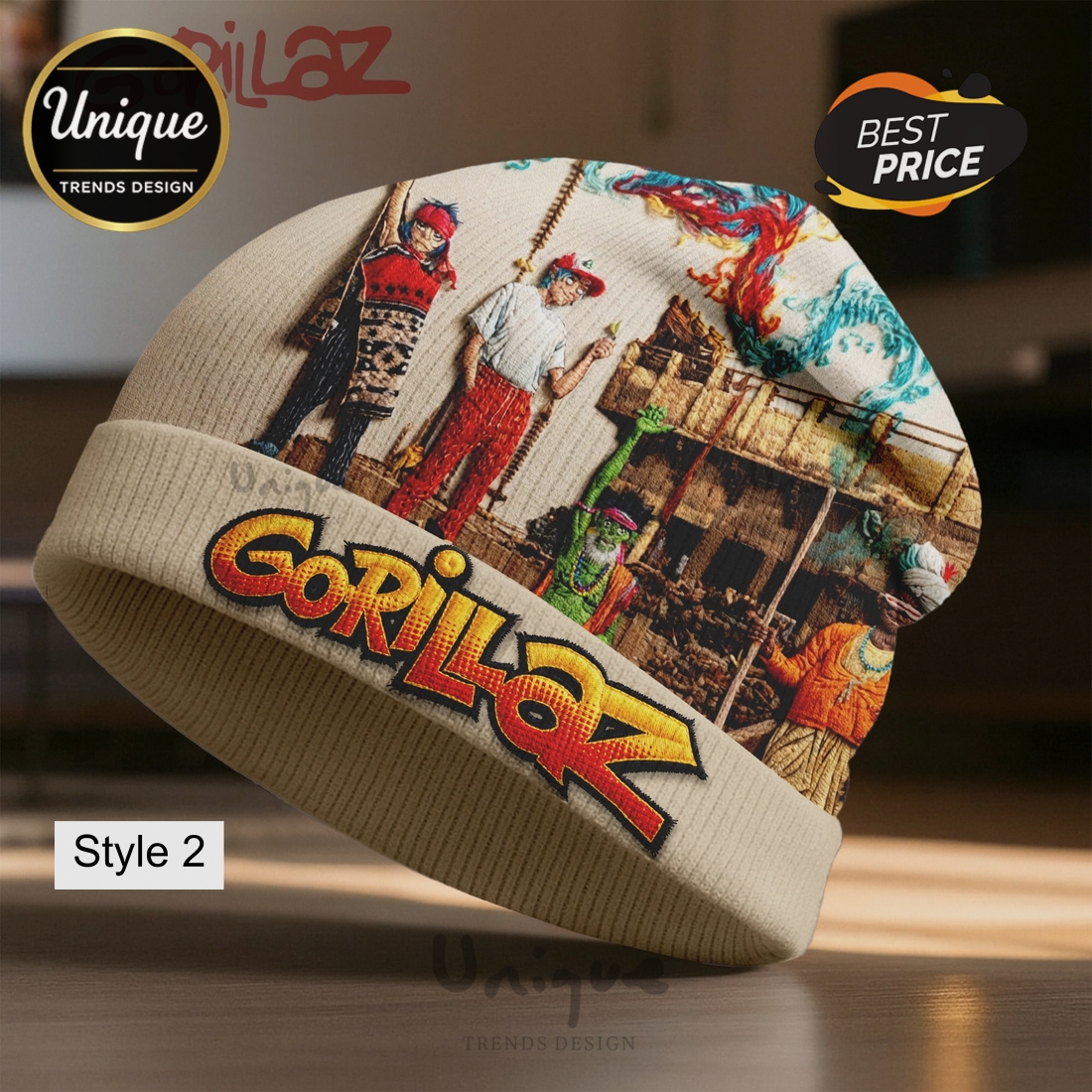 Gorillaz Patchwork Design Beanie Hat Gorillaz Patchwork Design Beanie Hat