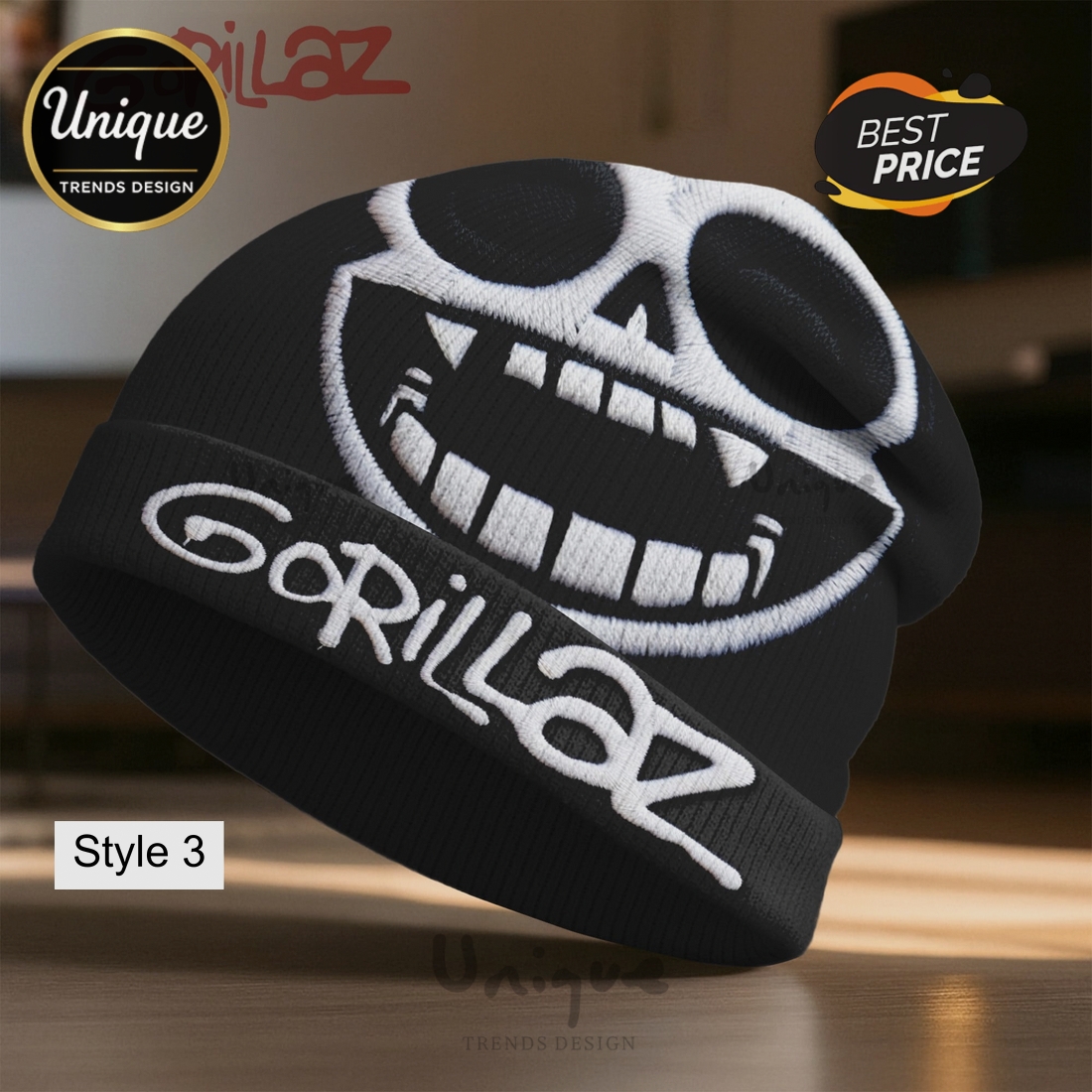 Gorillaz Patchwork Design Beanie Hat Gorillaz Patchwork Design Beanie Hat