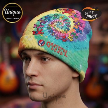 Grateful Dead Dancing Bears Tie Dye Graphic Beanie Hat