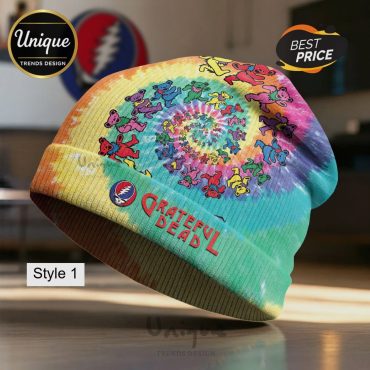 Grateful Dead Dancing Bears Tie Dye Graphic Beanie Hat