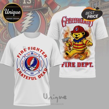 Grateful Dead Firefighter Steal Your Face Bear 3D Graphic T-Shirt