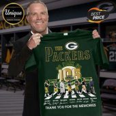 Dark green Packers 105th anniversary tee, gold 'THE PACKERS G' logo, 'GO PACK GO', 1921-2025, legends Abbey Road style, 'THANK YOU FOR THE MEMORIES' text!