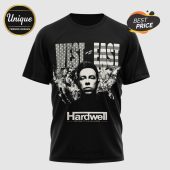 Black shirt with a graphic of Hardwell 'West vs East' Returns to the USA in 2026!